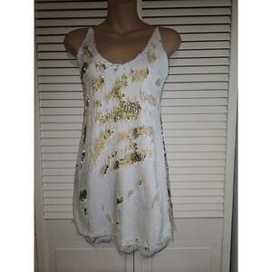 Free People Gold Sequin Mini Dress Chemise Movable Sequins Make Your Own Pattern